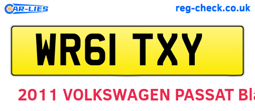 WR61TXY are the vehicle registration plates.