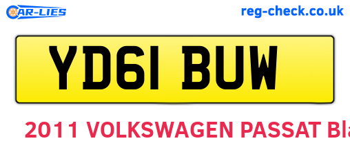 YD61BUW are the vehicle registration plates.