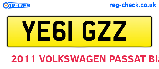 YE61GZZ are the vehicle registration plates.
