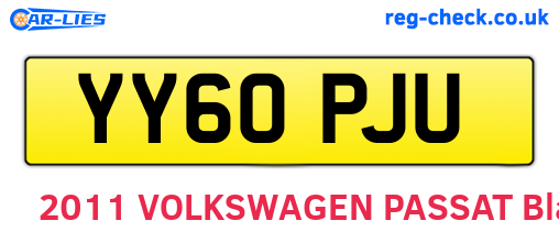 YY60PJU are the vehicle registration plates.