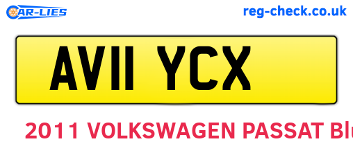 AV11YCX are the vehicle registration plates.