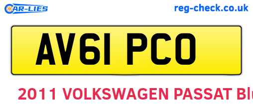 AV61PCO are the vehicle registration plates.