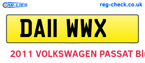 DA11WWX are the vehicle registration plates.