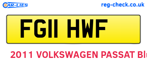 FG11HWF are the vehicle registration plates.
