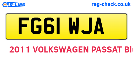 FG61WJA are the vehicle registration plates.