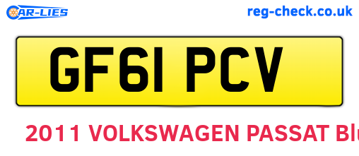 GF61PCV are the vehicle registration plates.