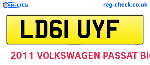 LD61UYF are the vehicle registration plates.