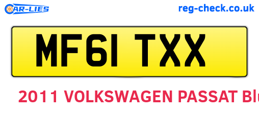 MF61TXX are the vehicle registration plates.