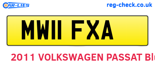 MW11FXA are the vehicle registration plates.