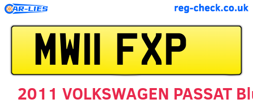 MW11FXP are the vehicle registration plates.