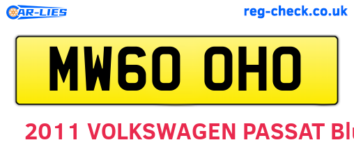 MW60OHO are the vehicle registration plates.