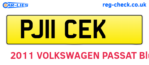 PJ11CEK are the vehicle registration plates.