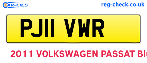 PJ11VWR are the vehicle registration plates.
