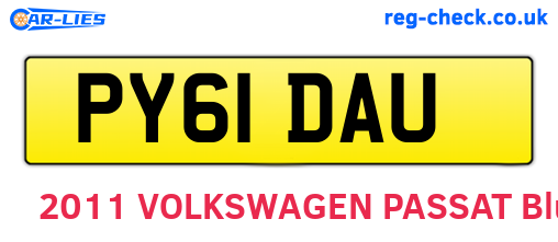 PY61DAU are the vehicle registration plates.