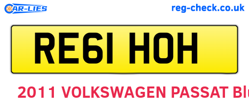 RE61HOH are the vehicle registration plates.