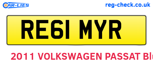 RE61MYR are the vehicle registration plates.