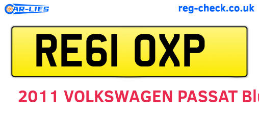 RE61OXP are the vehicle registration plates.