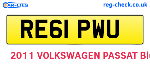 RE61PWU are the vehicle registration plates.