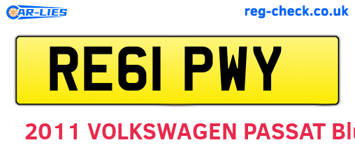 RE61PWY are the vehicle registration plates.