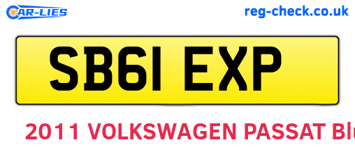 SB61EXP are the vehicle registration plates.