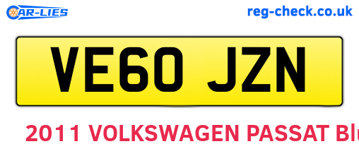 VE60JZN are the vehicle registration plates.