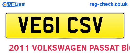 VE61CSV are the vehicle registration plates.