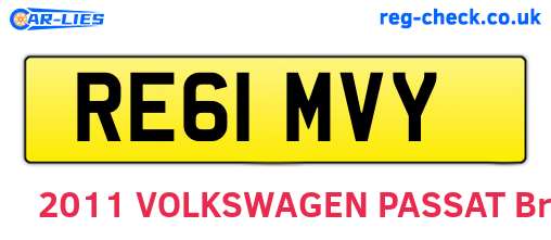 RE61MVY are the vehicle registration plates.