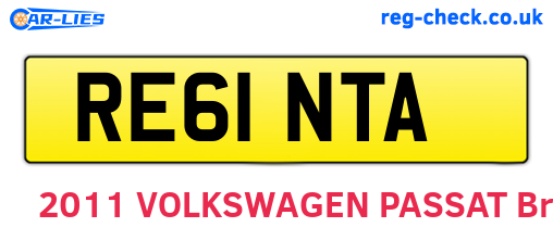 RE61NTA are the vehicle registration plates.
