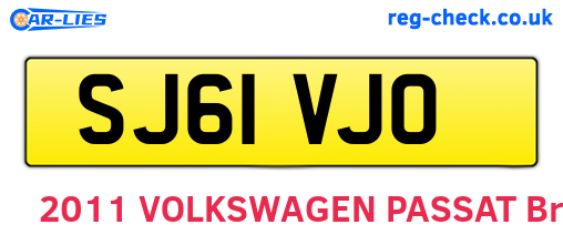 SJ61VJO are the vehicle registration plates.