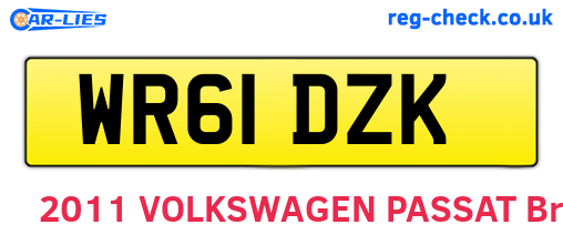 WR61DZK are the vehicle registration plates.
