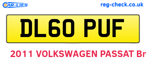 DL60PUF are the vehicle registration plates.