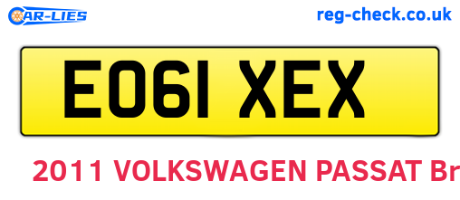 EO61XEX are the vehicle registration plates.