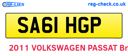 SA61HGP are the vehicle registration plates.