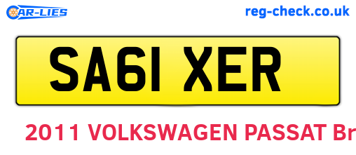 SA61XER are the vehicle registration plates.