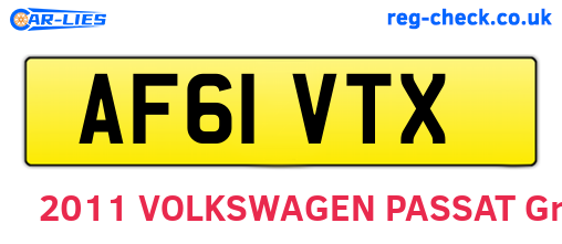 AF61VTX are the vehicle registration plates.
