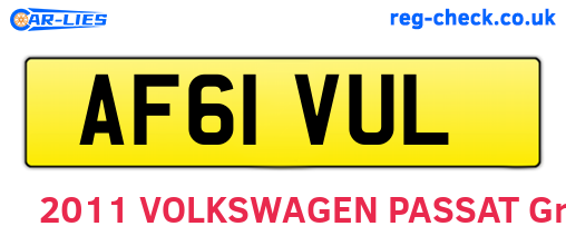 AF61VUL are the vehicle registration plates.