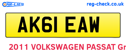 AK61EAW are the vehicle registration plates.