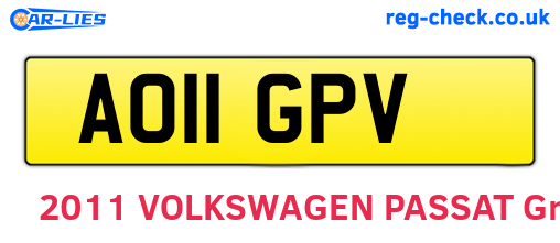 AO11GPV are the vehicle registration plates.