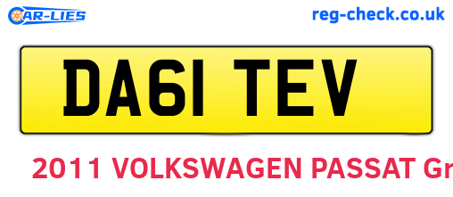 DA61TEV are the vehicle registration plates.
