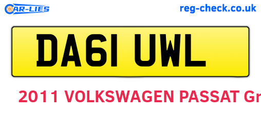 DA61UWL are the vehicle registration plates.