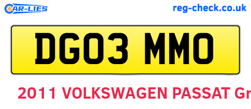 DG03MMO are the vehicle registration plates.