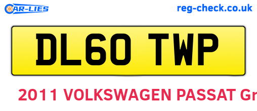 DL60TWP are the vehicle registration plates.