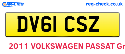 DV61CSZ are the vehicle registration plates.