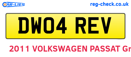 DW04REV are the vehicle registration plates.