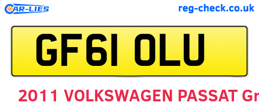 GF61OLU are the vehicle registration plates.