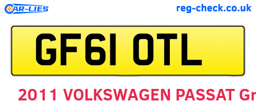 GF61OTL are the vehicle registration plates.
