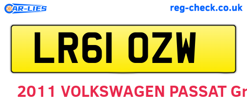 LR61OZW are the vehicle registration plates.