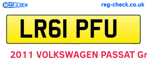 LR61PFU are the vehicle registration plates.