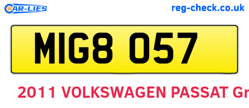 MIG8057 are the vehicle registration plates.