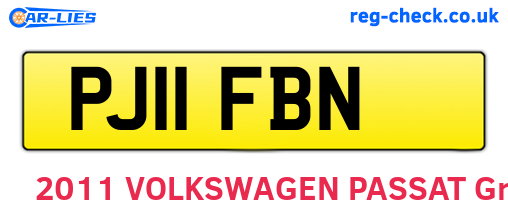 PJ11FBN are the vehicle registration plates.